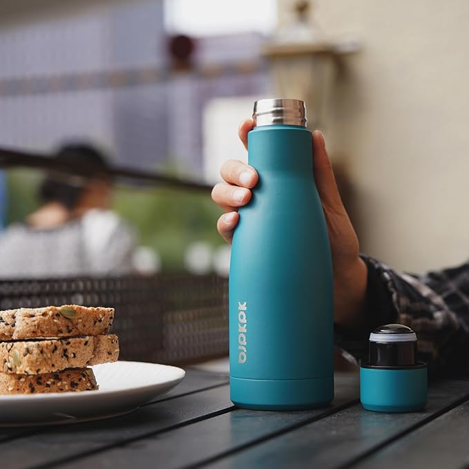 BJPKPK 12oz Water Bottles Stainless Steel Double Wall Vacuum Insulated Small Water Bottles for Travel,Deep Grey