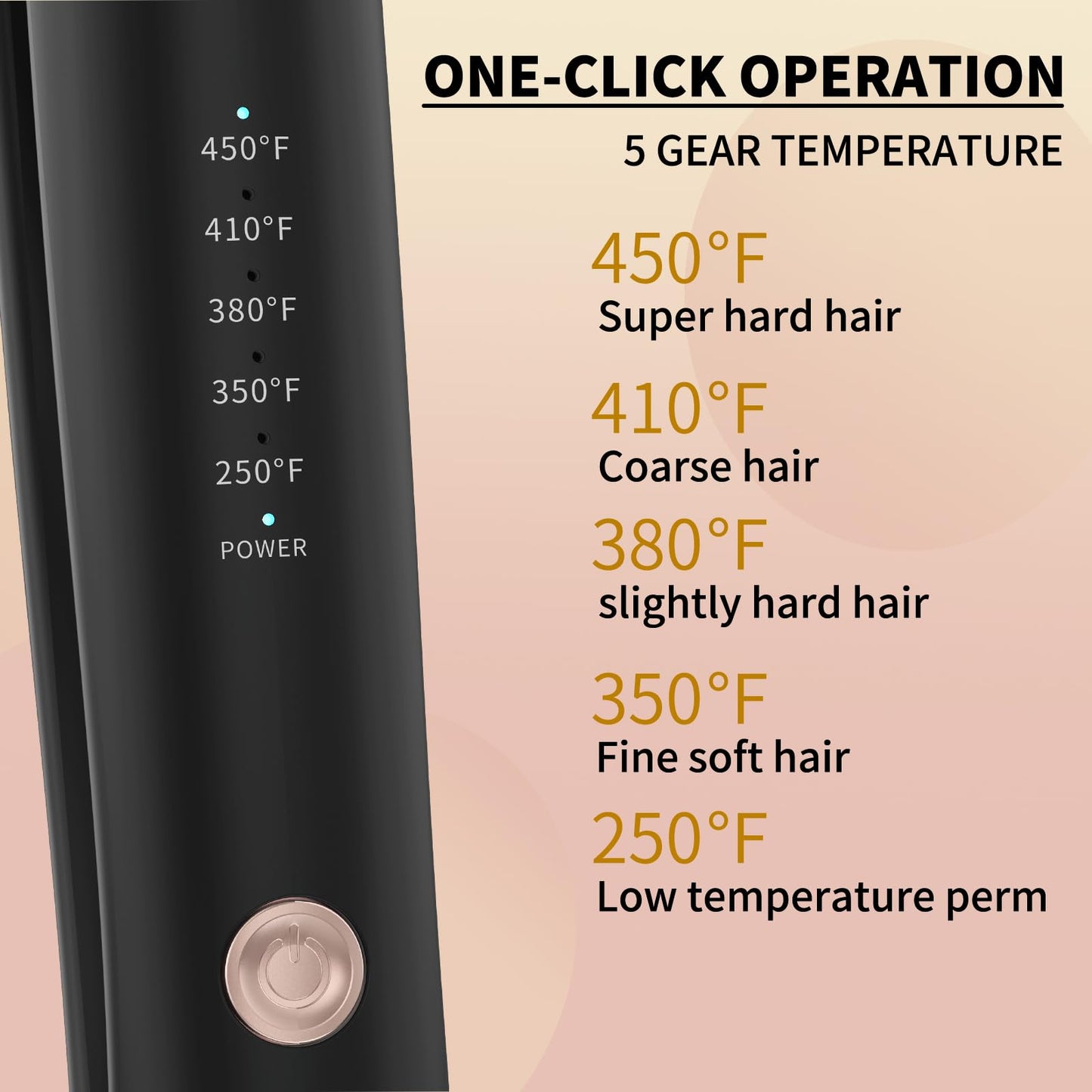 K&K 1 inch Flat Iron 2 in 1 Curler Tourmaline Titanium Hair Straightener 1 inch Plate 4D 360°Swivel LED Display for Woman Short Hair Adjustable Temperature Dual Voltage 110v-220v Auto Shut Off