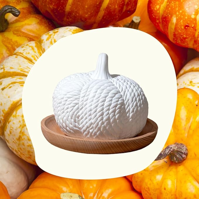 Plant Therapy Pumpkin Passive Diffuser for Fall, Porous, Unglazed Pumpkin & Natural Beech Wood Base, Add Essential Oils for a Soft Scent, Fun & Cheerful Holiday Décor