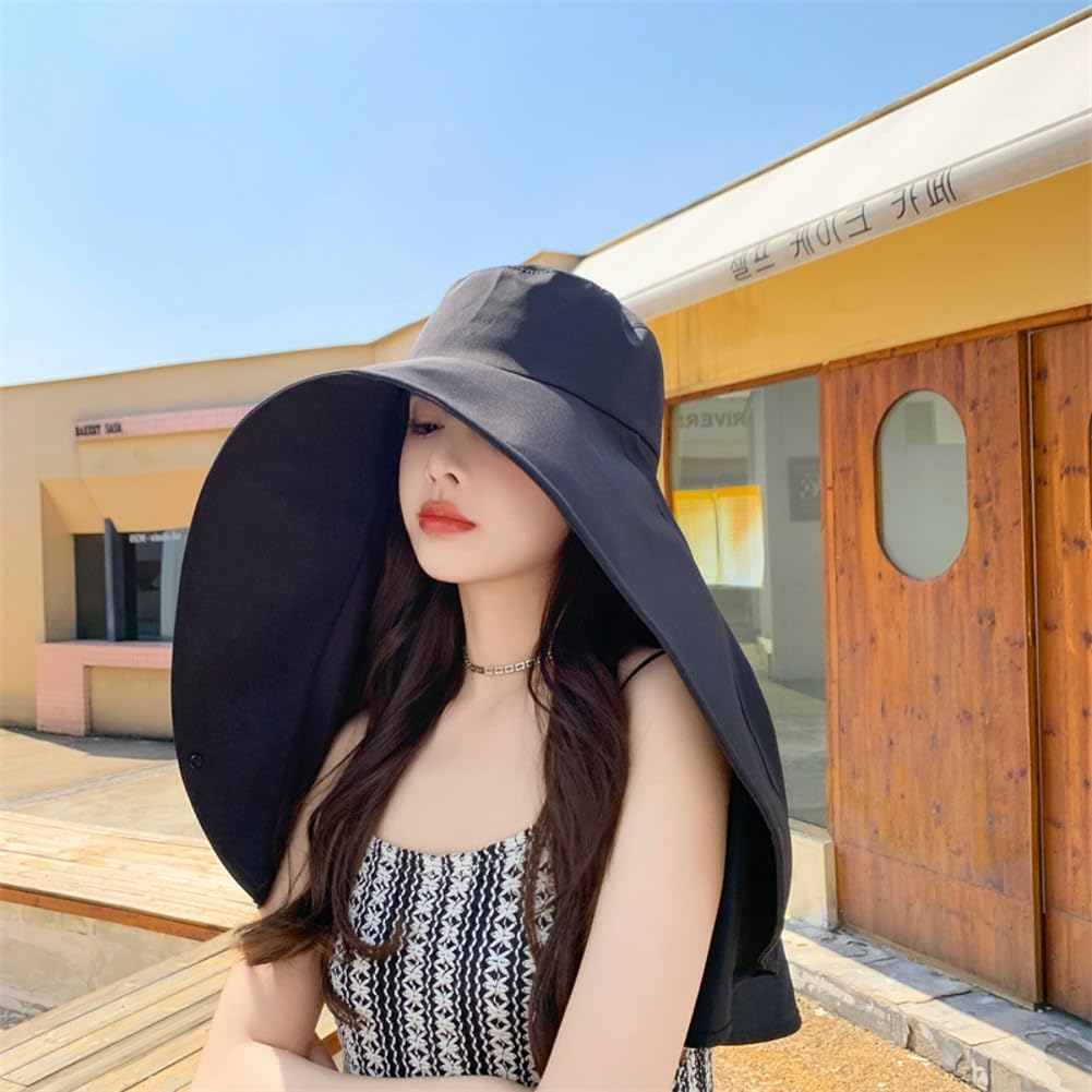 Sun Hats for Women Sun Protection Wide Brim Shawl with Neck Flap Hiking Visor Hat Outdoor Summer Khaki