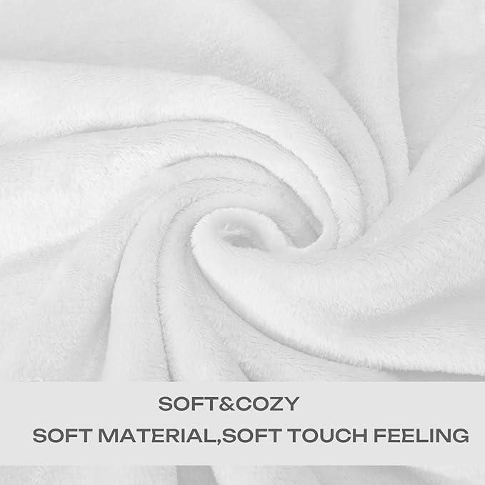 JIAHANNHA Fleece Blanket White Throw Blankets for Sofa Couch Bed 280GSM,Super Soft Cozy and Luxury Bed Blanket for All Season Twin(60"×80")