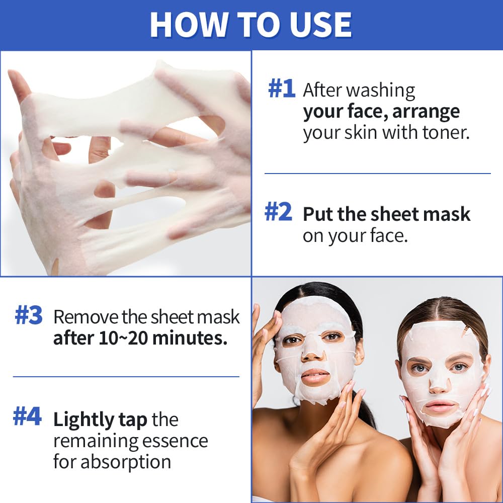 EUNYUL Purity Korean Collagen Face Mask for Skincare 8 Types x 1 Set Hydrating and Nourishing