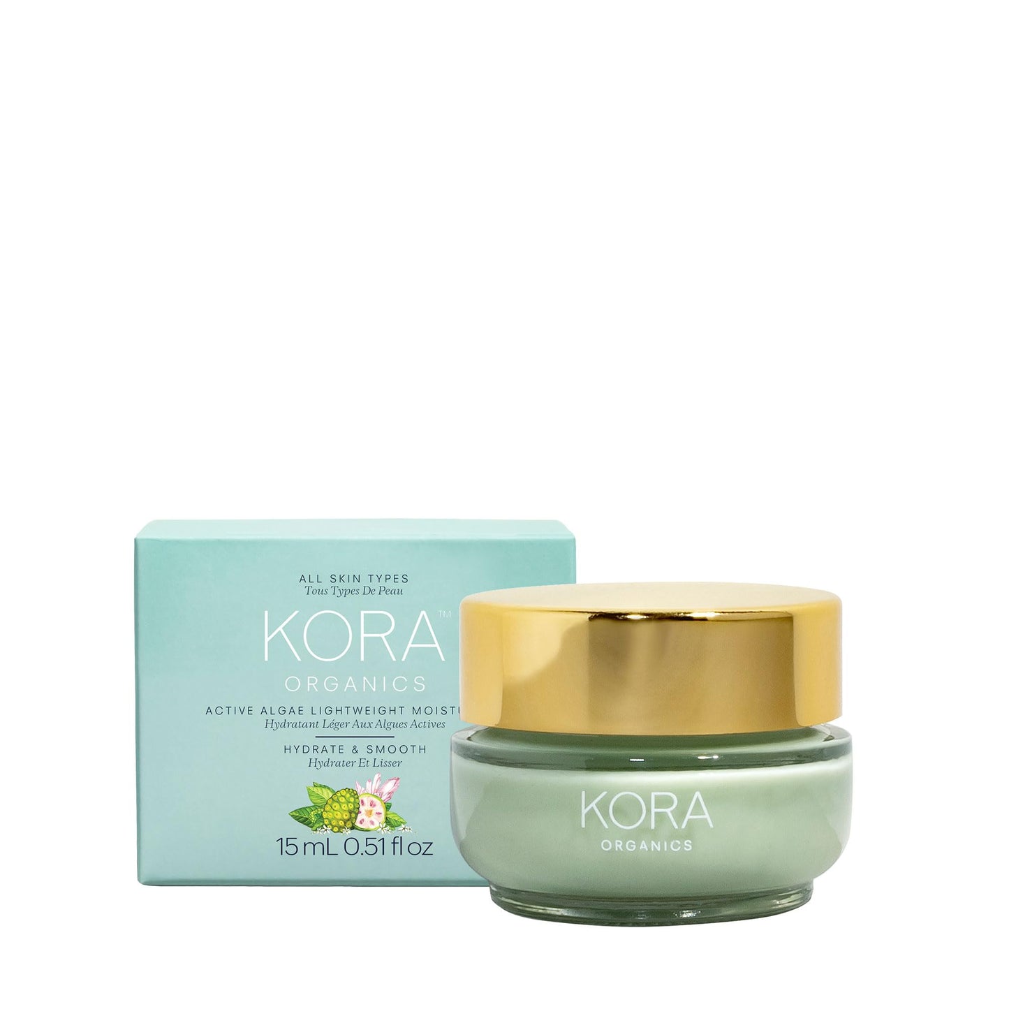 KORA Organics Active Algae Lightweight Moisturizer, Hydrate and Soothe, Certified Organic, Cruelty Free, 0.51 fl oz