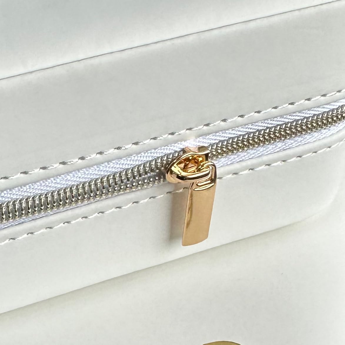 COLLECTIVE HOME - Travel Jewelry Case, Elegant Square Design with Gold Engraved Monogram, Built-in Mirror, Personalized Accessory Organizer for Rings, Necklaces, Gift for Women and Teens (m)