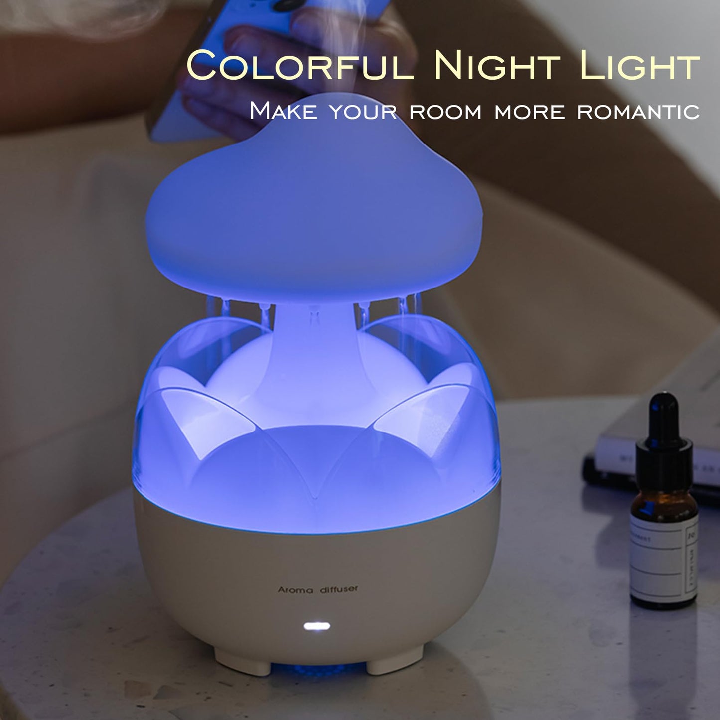 DEALFUN Raindrop Portable Humidifier,Cloud Essential Oil Diffuser,230ml Capacity,Remote Control,with Night Light and Waterless Auto Shut-Off,for Office Room Bedroom Livingroom