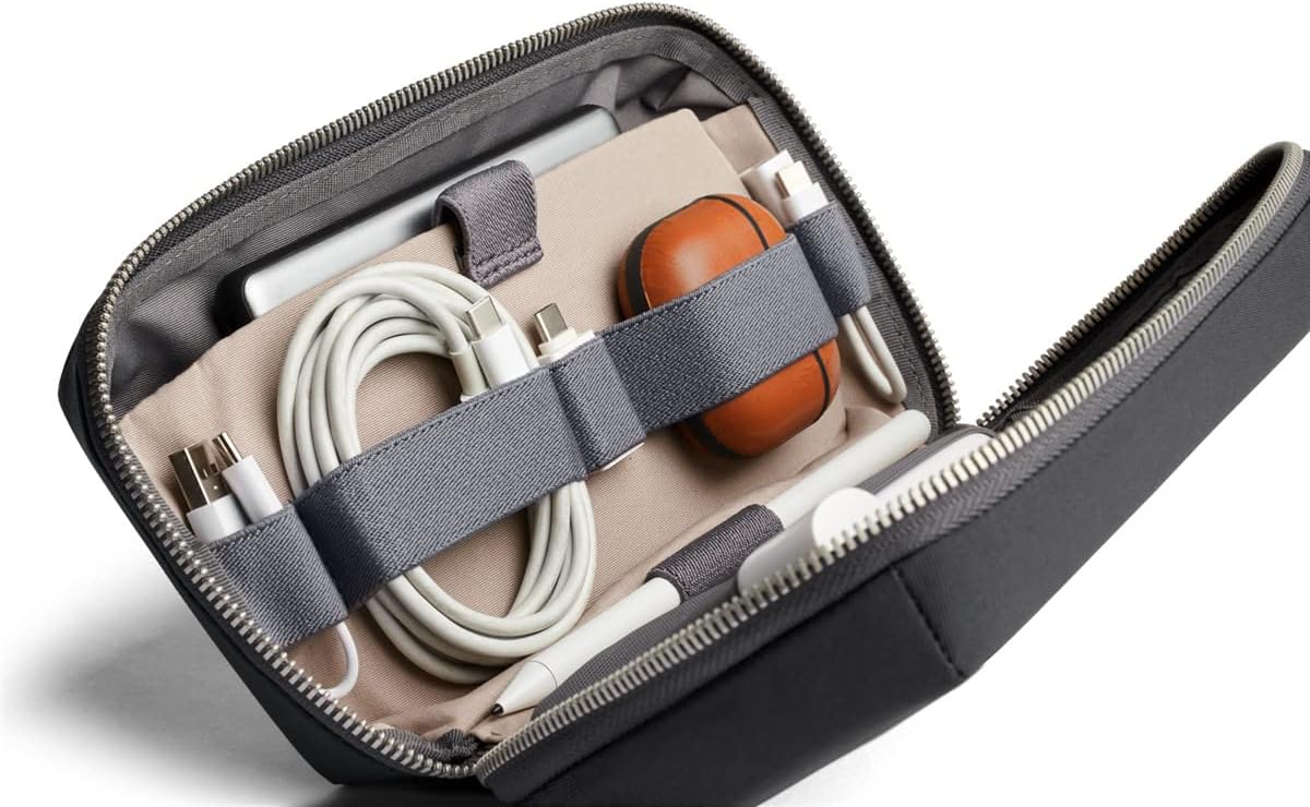 Bellroy Tech Kit (Tech Accessories Organizer Pouch, Zipper Closure, Stores Power Bank, Phone Charger, Cables & More) - Slate