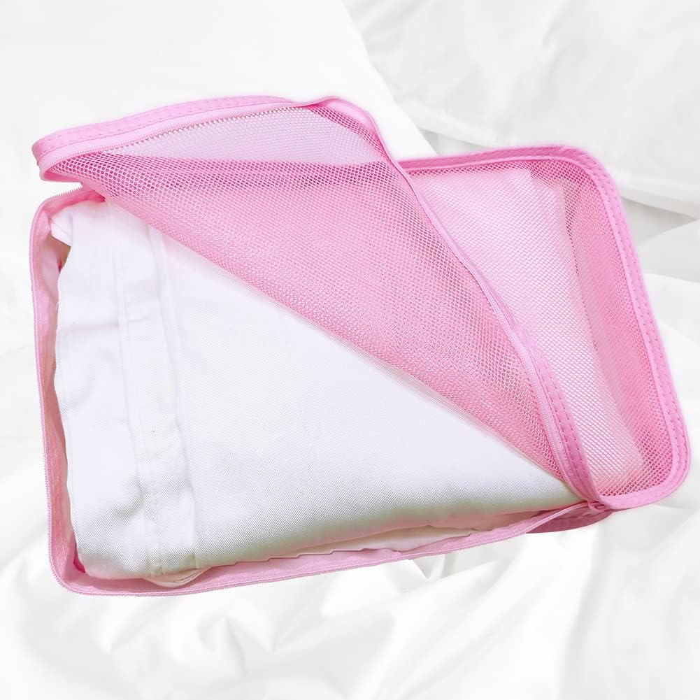 Packing cubes for Travel, CALACH Luggage Organizer Bags 6 Set Packing Cubes for Suitcases Travel Essentials for Carry on Mesh Suitcase Organizer with Shoe Bag (pink)