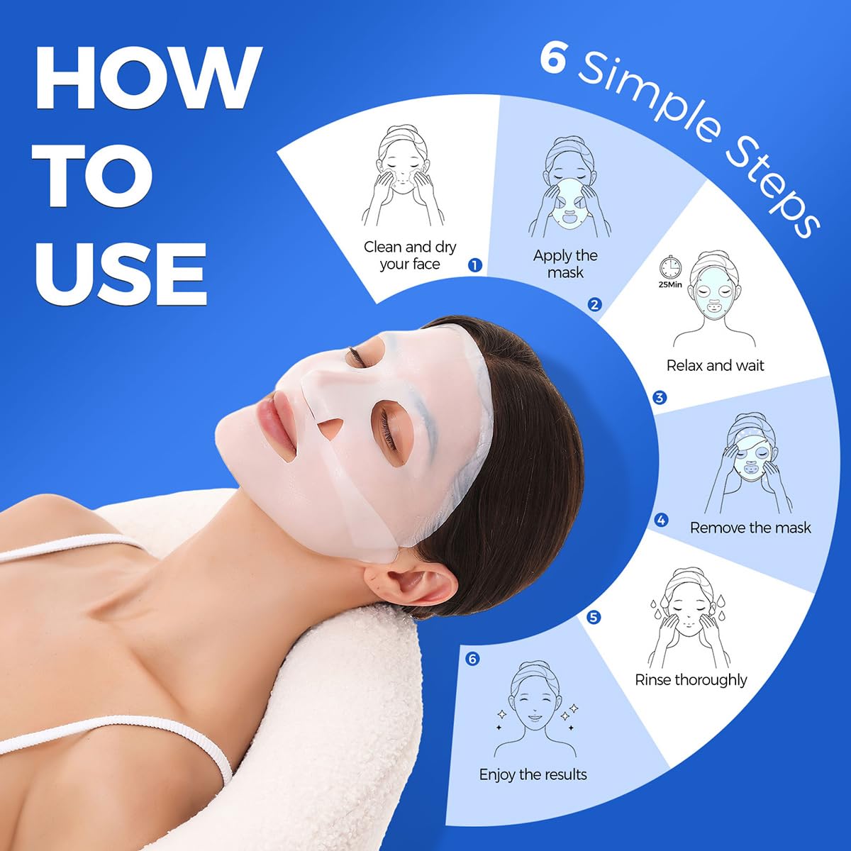 7 Pack Collagen Face Mask Deep Hydrating Overnight Facial Mask with Hyaluronic Acid Moisturizing Skincare Hydrogel Mask for Hydrating, Firming & Brightening