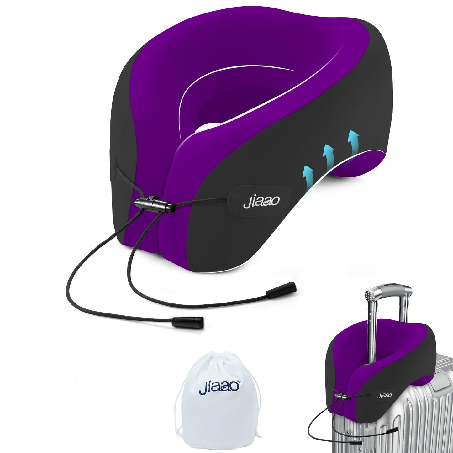 jiaao Travel Neck Pillow for Airplanes, Neck Pillow for Traveling,360º Ergonomic Memory Foam Travel Pillow, Soft and Breathable Cover,Portable Pillows for Car, Train or Airport Travel Essentials