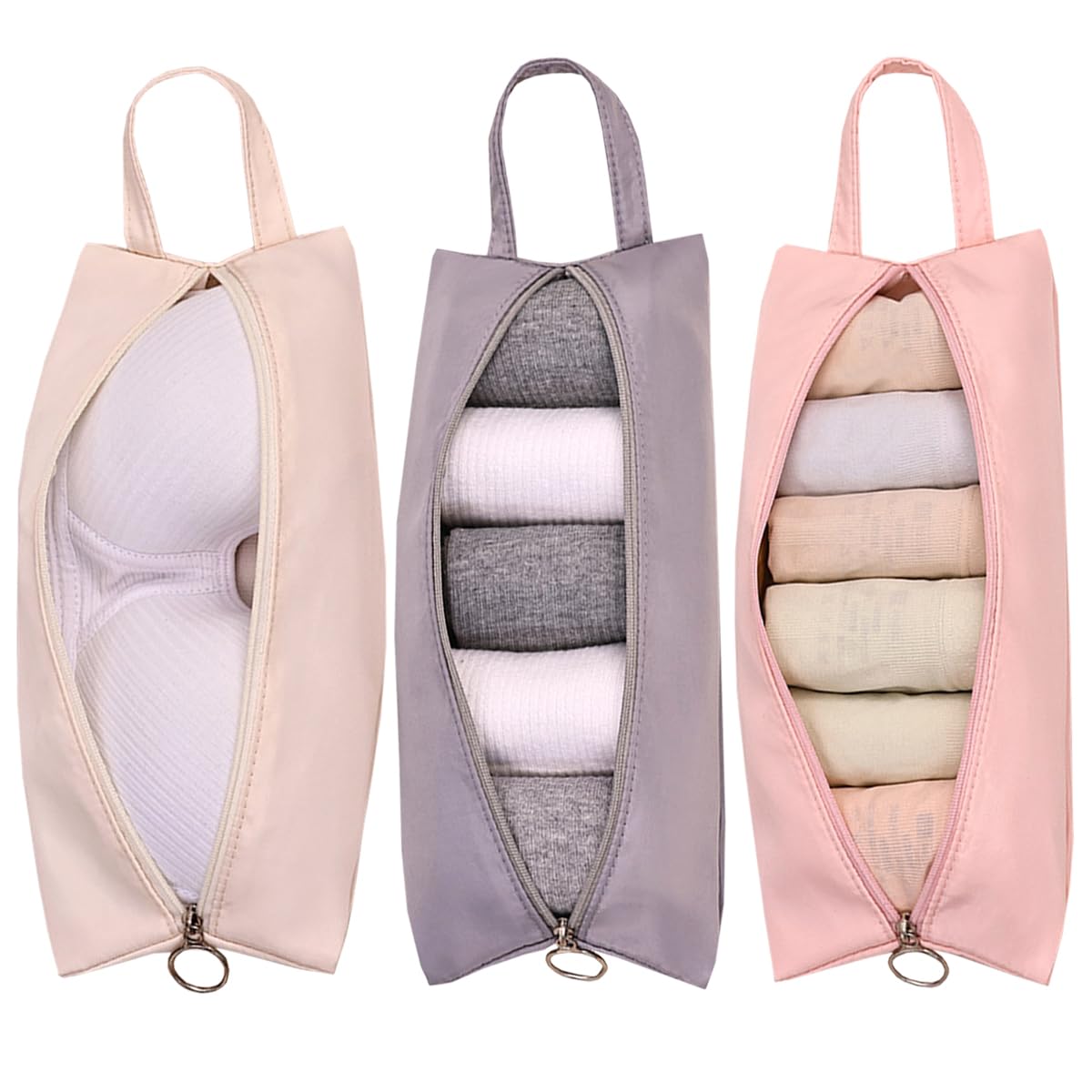 Petunny 3Pcs Travel Underwear Organizer Bag Portable Clothes Pouch for Travel Organizer Pack Cube for Lingerie Socks