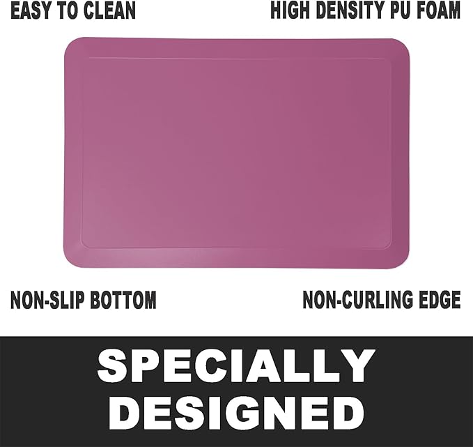 1" Extra Thick Anti Fatigue Floor Mat 40" L x 20" W,Kitchen Mat, Standing Desk Mat,140D Advanced PU Foam Ergonomic Comfort at Home, Office, Garage, Sink (Rose Pink)
