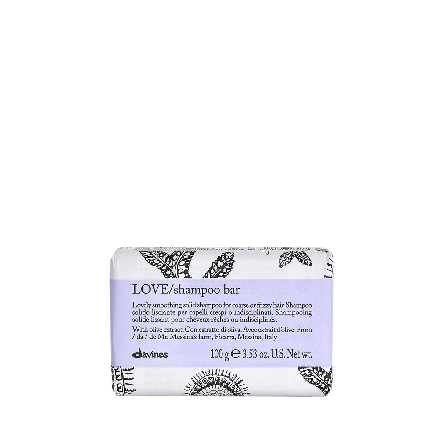Davines LOVE Shampoo Bar, For Frizzy or Coarse Hair, Add Softness, Shine and Silky Texture, 100 g.