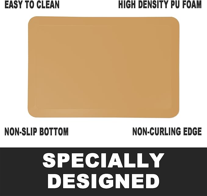 1" Extra Thick Anti Fatigue Floor Mat 50" L x 17" W,Kitchen Mat, Standing Desk Mat,140D Advanced PU Foam Ergonomic Comfort at Home, Office, Garage, Sink (Orange)