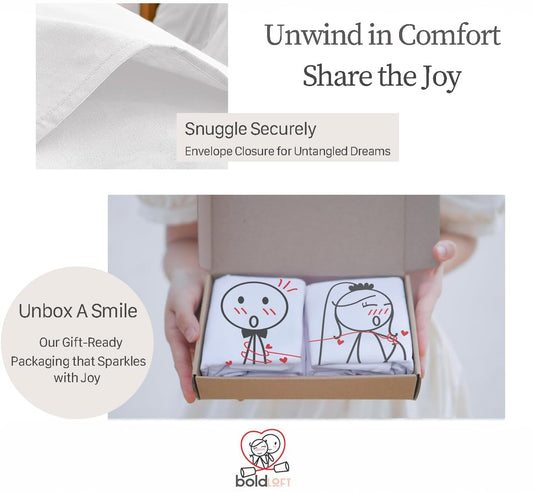 BoldLoft Mr & Mrs Couples Pillowcases – Bride and Groom Wedding Gift, Engagement Present, Bridal Shower, Honeymoon, Wedding Registry, Newlywed Home Decor, Romantic Pillowcase Set for Couples