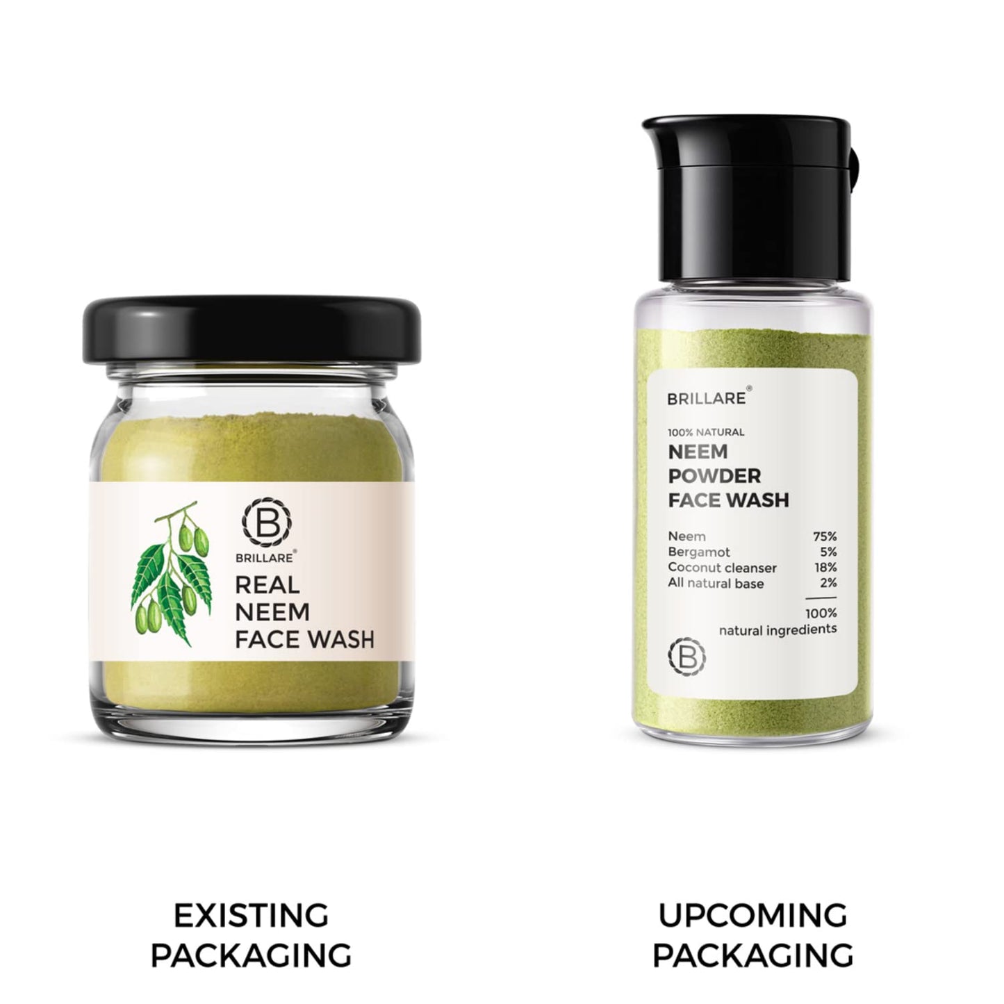 BRILLARE Real Neem Powder Facial Cleanser, Face Wash for Oily Skin, Complete Natural Skincare, for Men & Women, 15g