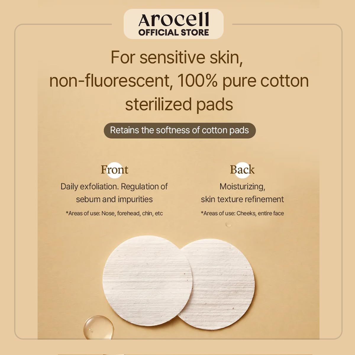 AROCELL Total Solution Ampoule Pad 28 Sheets – Korean Skincare Cotton Face Pads for Hydrating, Moisturizing, Exfoliating, Wrinkle Care, Elasticity Boosting, Pore Refining, Daily Toner Treatment