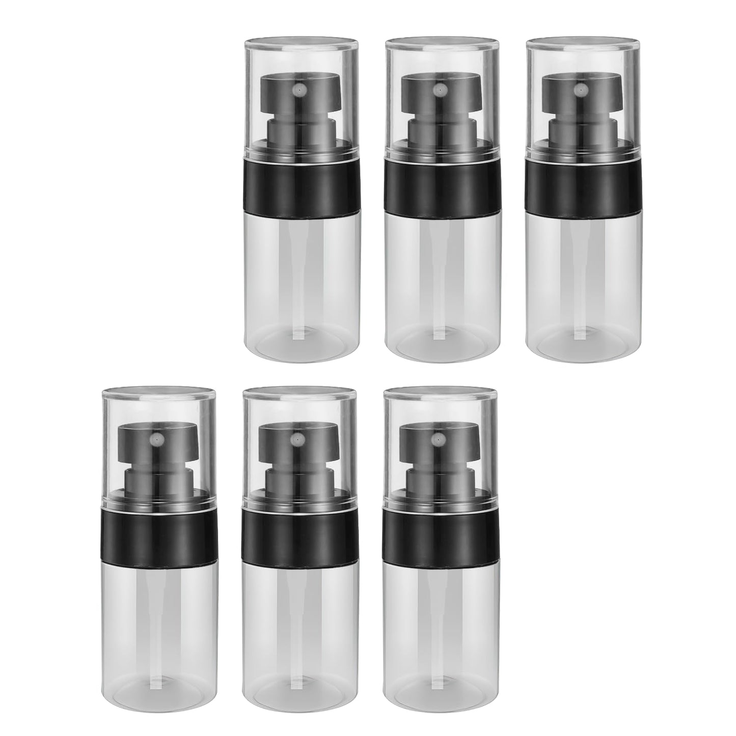 QIYUDA 6 Pack 1oz Mini Spray Bottle, 30ML Plastic Empty Refillable Fine Mist Travel Toners Perfume Face Small Spray Bottles (6 Pcs Black)