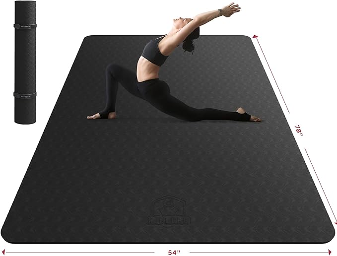 HAPBEAR Extra Large Yoga Mat - 72"x48"/78"x54", 1/4" & 1/3" Thick, Non-Slip, Durable, Eco-Friendly, Wide Exercise Mat for Home Workouts, Yoga, Pilates, Stretching, Meditation (Barefoot Exercise)