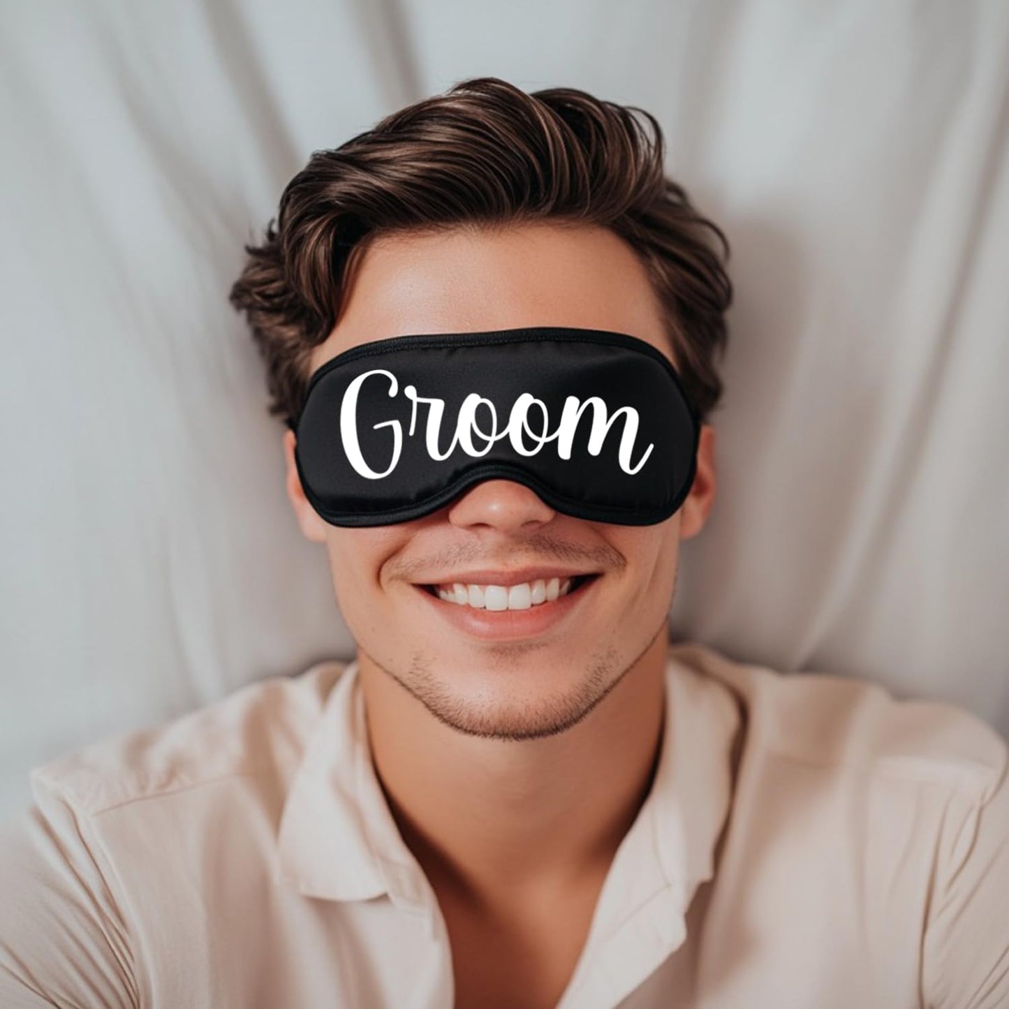 Ethisa Bride and Groom Eye Mask Set - Super Soft Fabric for Sleep - Newlywed Wedding Fit for The Mr and Mrs - Honeymoon Couples Just Married Black and White Gift Set