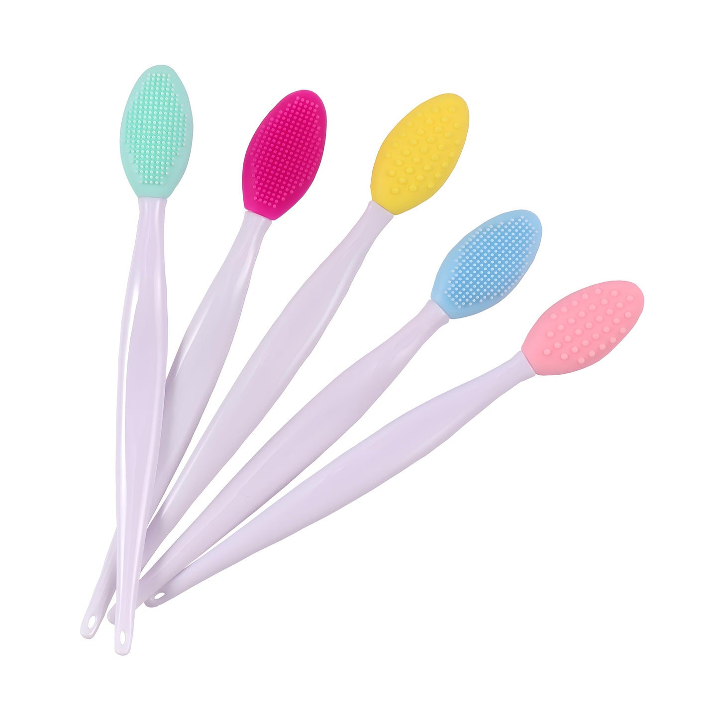 5pcs Lip Scrub Brushes Double Sided Silicone Lip Exfoliating Brush Facial Cleansing Face Nose Clean Brush