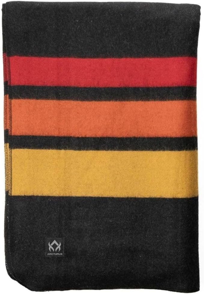Arcturus Rainier Wool Blanket - Warm, Heavy, Washable, Bed Blanket | Great for Home & Camping (Sunset Peak, Queen)
