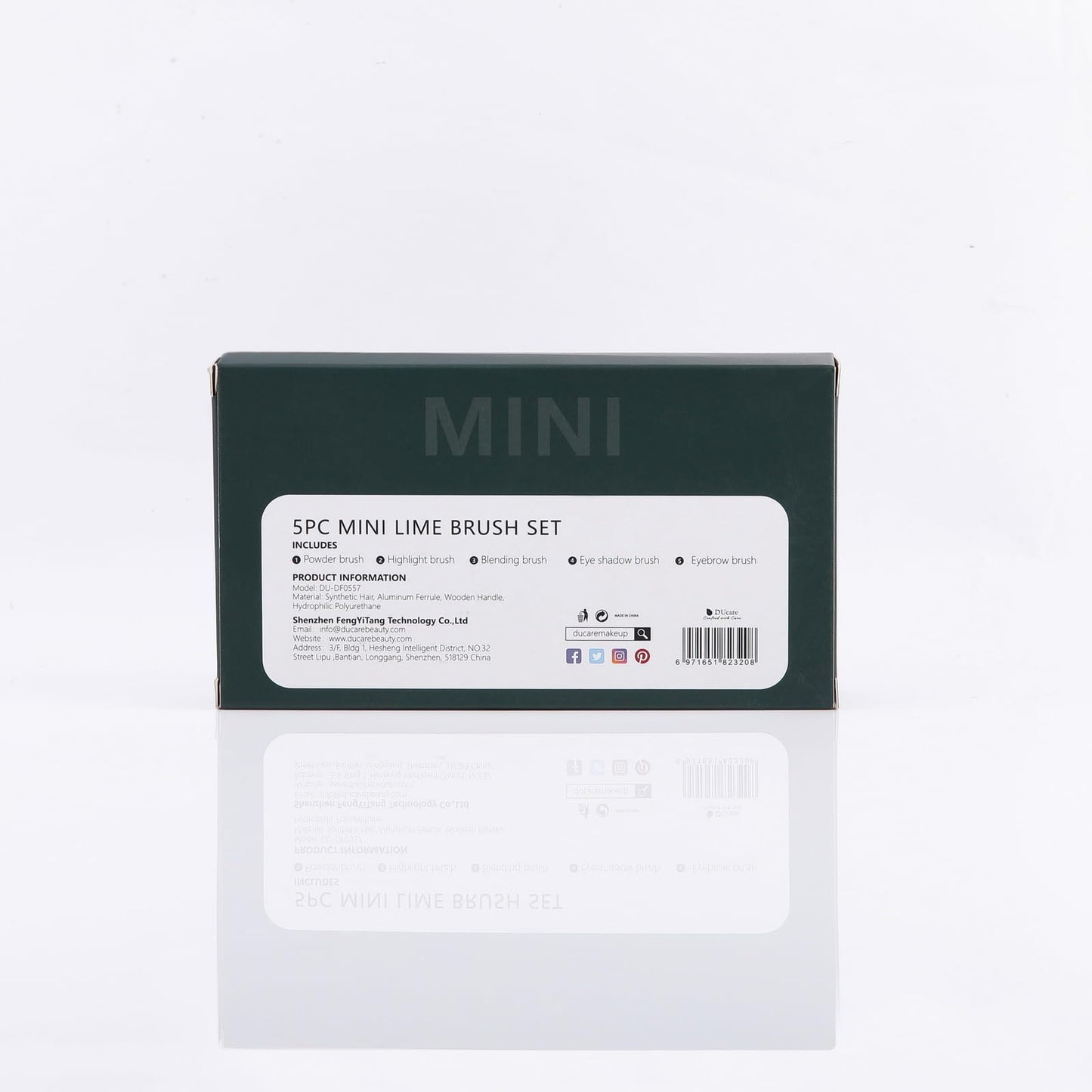 DUcare Travel Makeup Brushes Set with Bag,5PCS Portable Mini Cosmetic Brushes Kit for Powder,Blush,Foundation, Eyeshadow, Tapered Kabuki Coverage Mineral Bronzer Buffing Brush Green