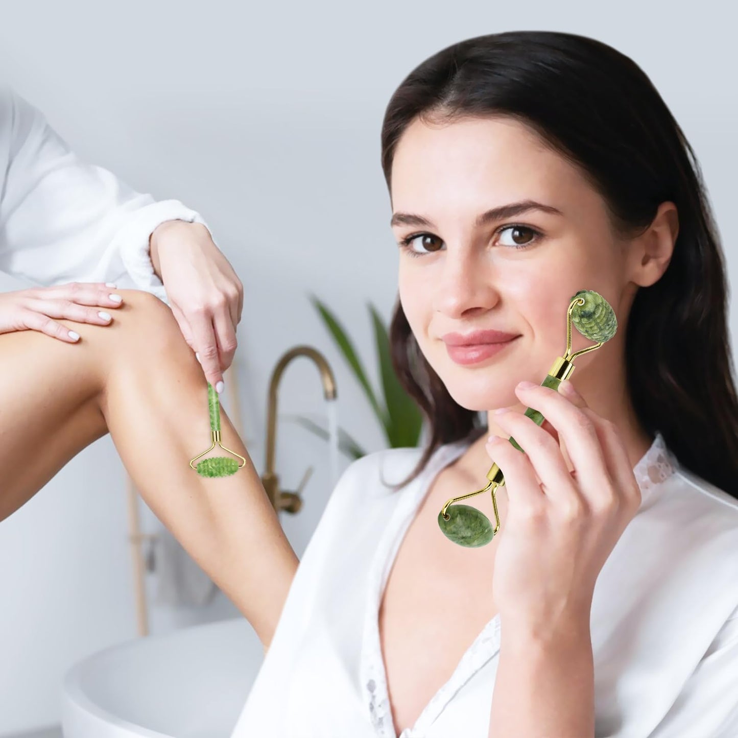 Sbnnfikeb Jade Roller and Gua Sha Set,Gua Sha Facial Tools,Face Roller,Jade Roller for Face,Guasha Tools for Face,Self Care Kit for Men Women