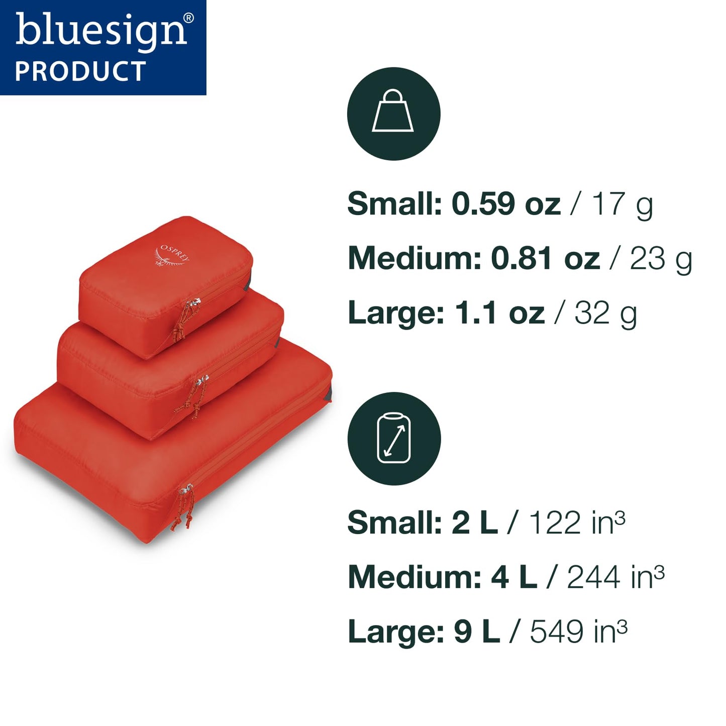 Osprey Ultralight Travel Packing Cube Set, Black