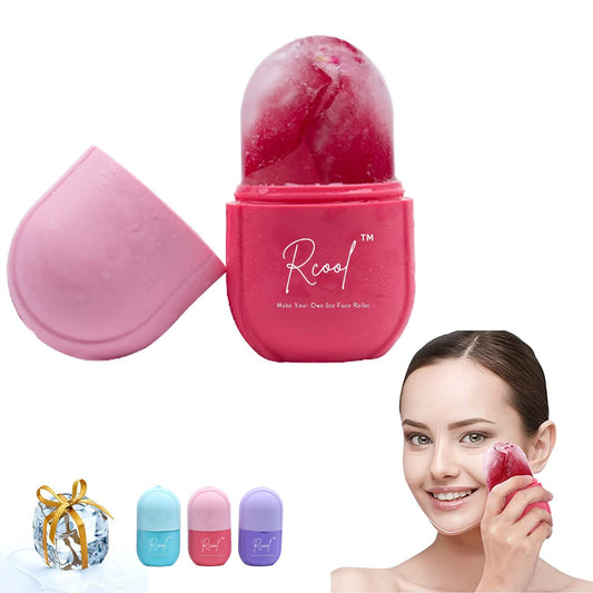 Rcool Ice Face Roller & Gua Sha,Face Massager,Facial Beauty Ice Roller Skin Care Tools,Skin Care Products-for Face&Eyes,Remove Fine Lines,Shrink Pores,Reduce Acne and Lubricate The Skin. (Pink)