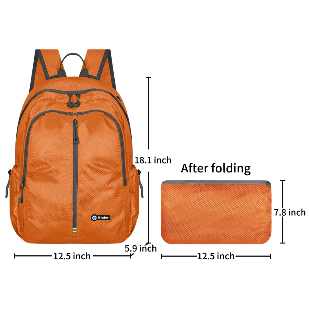 MIUJOR Lightweight Packable Foldable Backpack, Hiking backpack,Travel Backpack (Orange)