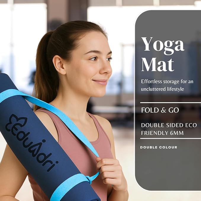 "Premium Extra Thick Yoga Mat With Strap-6mm Non-Slip,Eco-friendly,High-Density TPE,Ideal For Home,Gym, Perfect Exercise Mat for Pilates & Studio-72 L*24 W, Available In Rectangular & Arch Shapes"