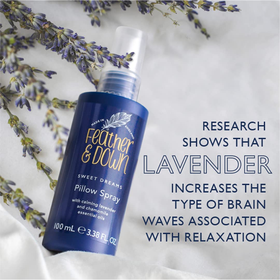 Feather & Down Straight to Sleep Gift Set (50ml Pillow Spray & 50ml Body Lotion) - The perfect sleep duo, infused with lavender & chamomile essential oils. Vegan Friendly & Cruelty Free.