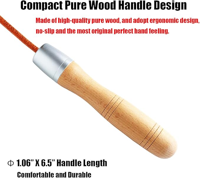 Ahomie Leather Jump Rope, Adjustable Skipping Jumping Ropes, with Rotary Bearing and Pure Wood Handles, for Gym & Home Fitness Workouts