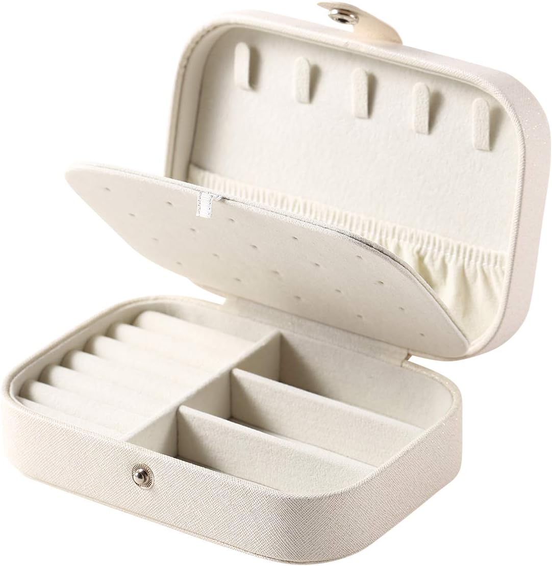 CASEGRACE Jewelry Box For Women Travel Jewelry Organizer Double Layer for Necklace Earring Rings Jewelry Holder Case