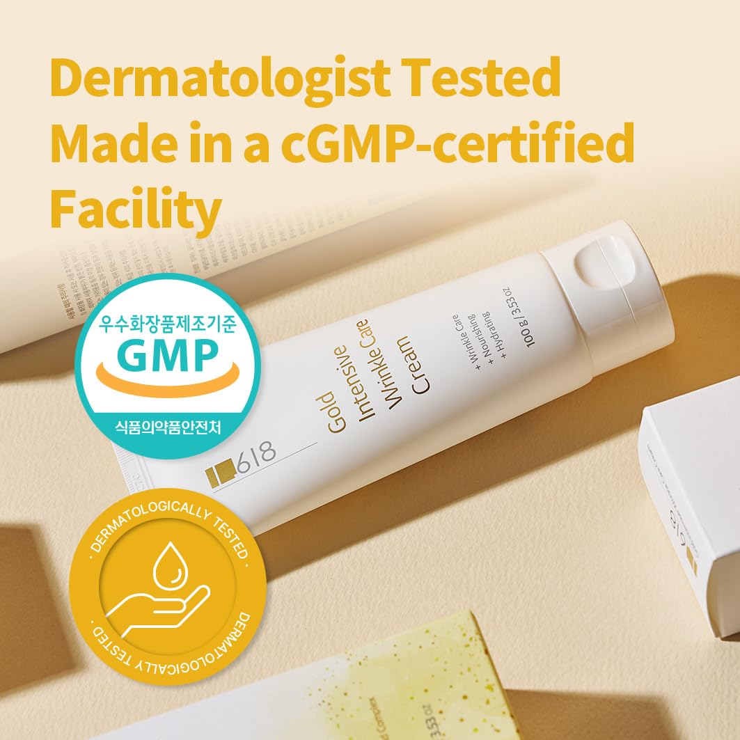 1.618 Intensive Wrinkle Care Cream — Korean Anti-Aging Face Moisturizer with 24K Gold, GABA, 17 Amino Acids & Adenosine | Hydrating & Firming, For Women & Men, 3.52 oz