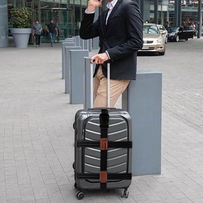 3-in-1 Luggage Straps Luggage Belt Strap, Luggage Straps for Suitcases TSA Approved, Bag Straps for Luggage,Suitcase Belt Strap. Wraps and Buckle Straps (Black 3-1)