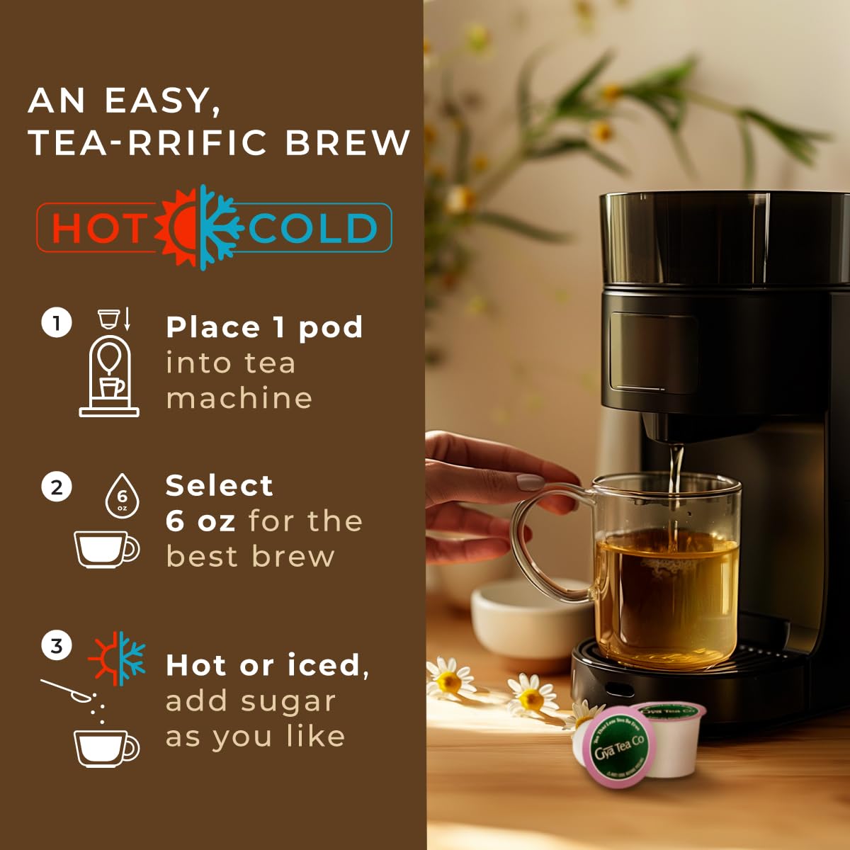 Gya Tea Co Citrus Chamomile Tea Gift Set (16 ct) - Decaf Tea Pod Rich in Vitamin A, C for Nourish & Wellness