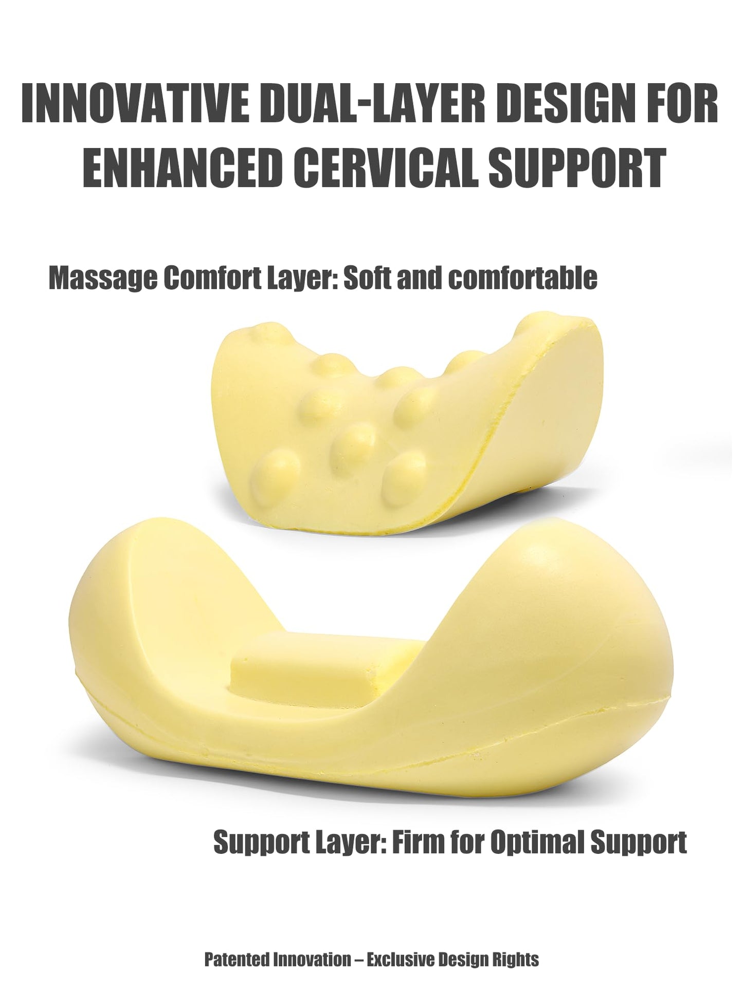 Bespilow Patented Dual-Layer Cervical Neck Roll Pillow-Comfort Top + Firm Memory Foam Base,Ergonomic Contour Support,Cooling Breathable Case- Relieves Neck Pain from Office,Travel,Sleep& Poor Posture