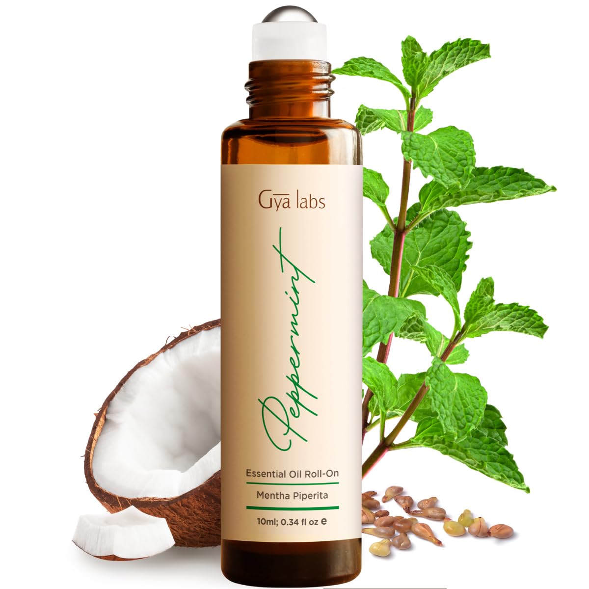 Gya Labs Peppermint Essential Oil Roll On - Natural Queasiness Soother for Pregnant Women, 100% Pure Natural Peppermint Oil Roller for Motion Relief, Head Cooling, Pregnancy Must Haves (0.34 Fl Oz)