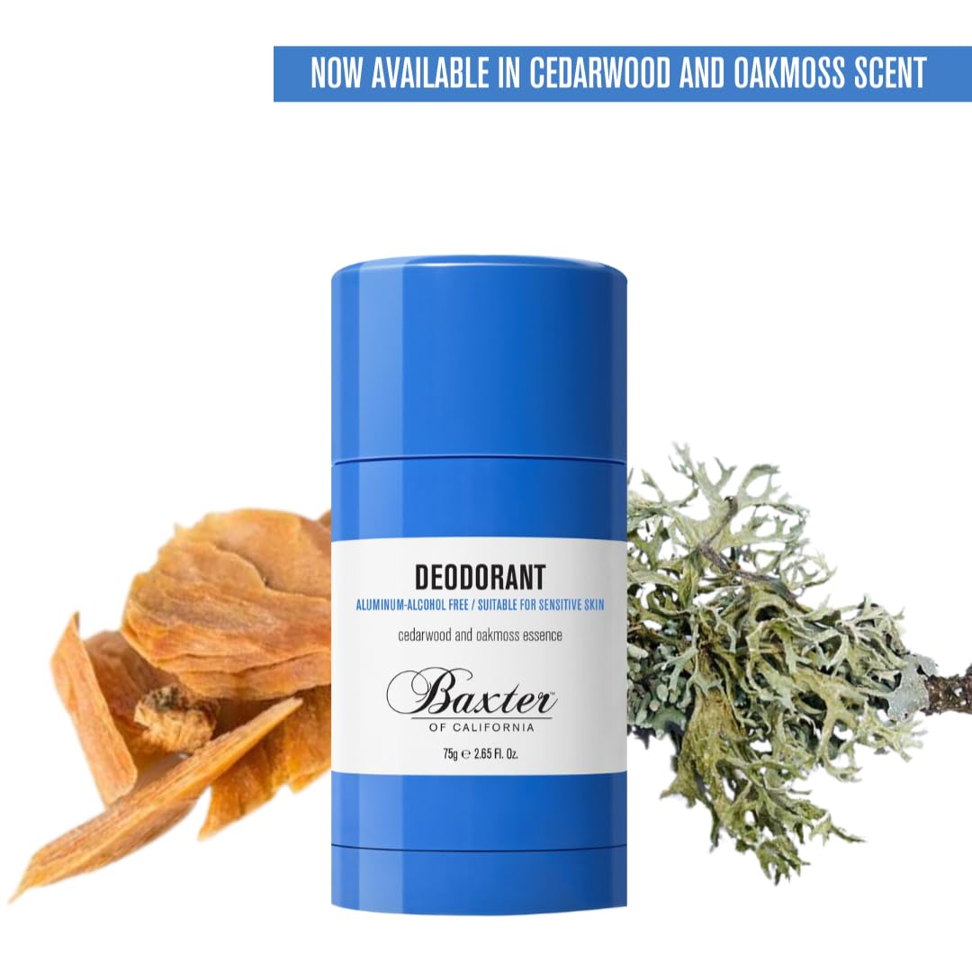 Baxter of California Deodorant, Aluminum & Alcohol-Free Clear Stick, Cedarwood and Oakmoss Essence, 2.65 Ounce