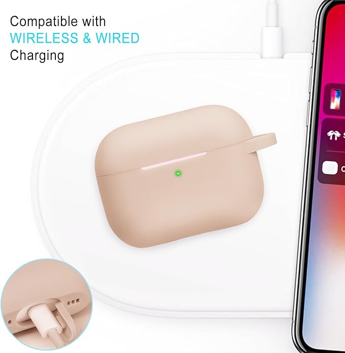 Case for Apple Airpods Pro 3 (2025) - VOTILE Airpods Pro 3 Cases Cover Women Silicone iPods Pro 3 Earbuds Wireless Accessorie Charging Cases Girl Keychain for Airpod iPods Pro 3 Generation - Tea