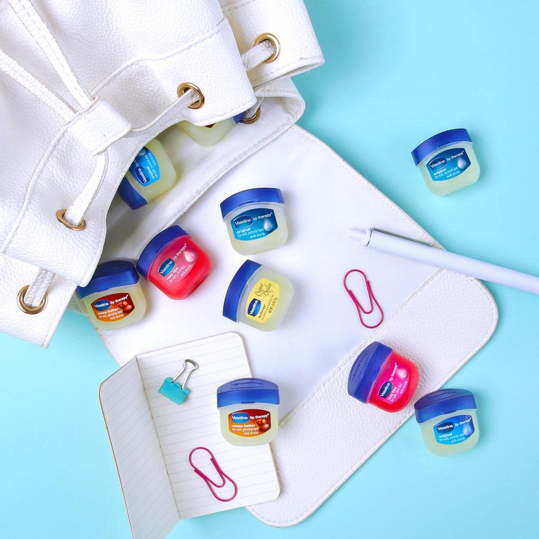 Vaseline Lip Therapy Cocoa Butter 4-Pack – Mini Lip Balms for Soft, Glowing Lips, 0.25 Oz Ea