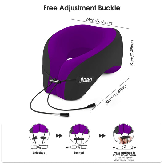 jiaao Travel Neck Pillow for Airplanes, Neck Pillow for Traveling,360º Ergonomic Memory Foam Travel Pillow, Soft and Breathable Cover,Portable Pillows for Car, Train or Airport Travel Essentials