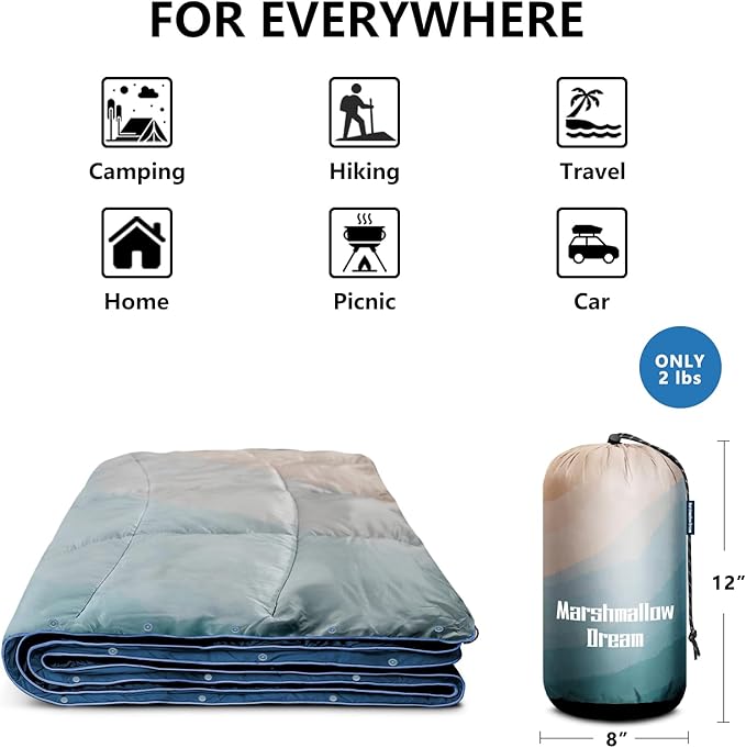 Camping Blanket, Packable Puffy Blankets Lightweight Windproof Waterproof for Outdoors,Hiking, Backpacking,Beach,Car,Picnic,Stadium