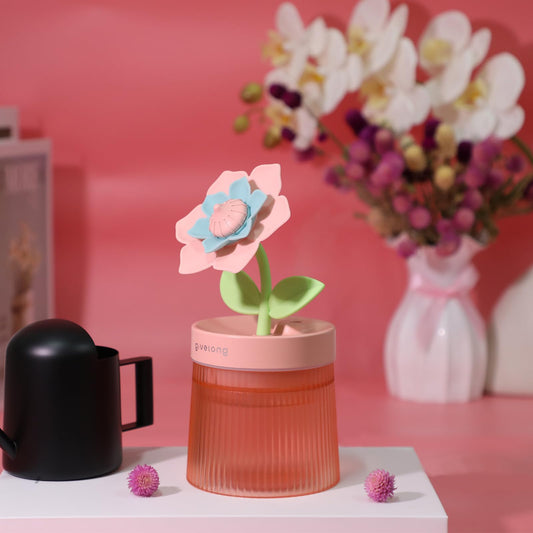 Gardenia Desktop Humidifier for Bedroom, Quiet Cool Mist Humidifier with Diffuser and LED Night Light, Auto Shut-Off, 260 ML Portable Humidifier for Car Outdoor Home Indoor Nursery Plants (Pink)