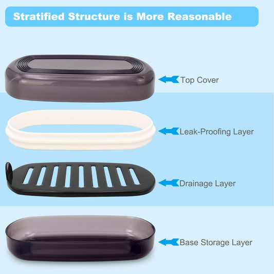 HAYSNA Solid Shampoo Bar Holder, Large Bar Soap Holder, Travel Soap Container, Soap Box with Draining Layer, Soap Case for Bathroom, Traveling, Gym, Camping (Black Style-1-Large)