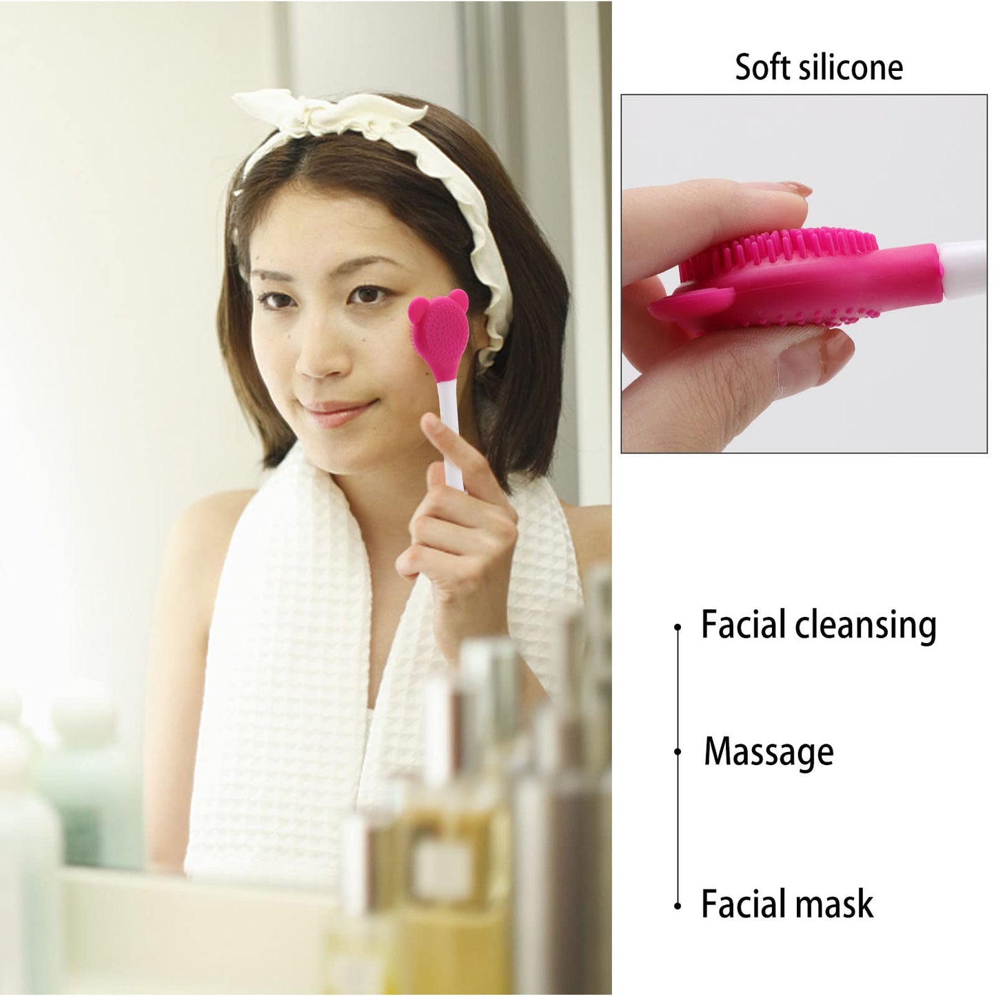 Tbestmax Manual Facial Brush Skin Cleansing Cleaner, Silicone Facial Scrubber, 2-in-1 Skin Care Face Wash for Deep Pore Exfoliation Massaging 10 Pcs