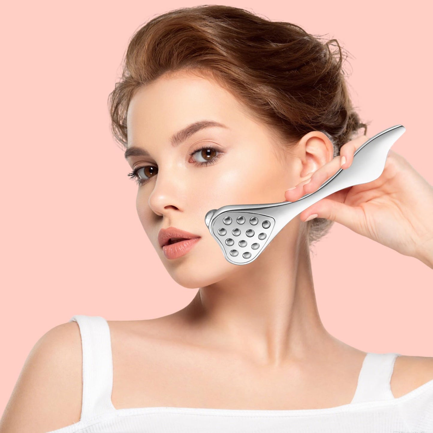 4-in-1 Face Roller & Gua Sha Tool for Women - Facial Massager for Puffiness Reduction, Anti-Aging, Skin Tightening, Wrinkles-Nose Massager & Acupuncture Pen Beauty Tool (1PC)