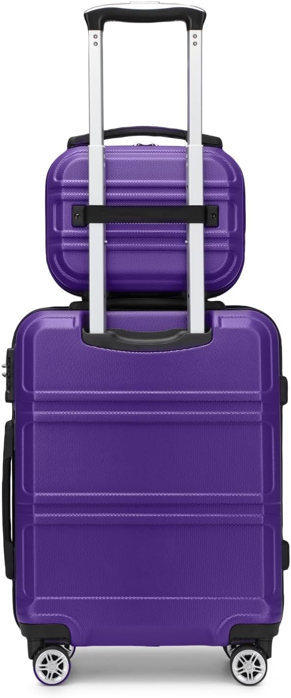 Kono Carry On Luggage Set Lightweight Airline Approved Carry On Suitcase with TSA Lock Spinner Wheels Durable Luggage Hardside Purple
