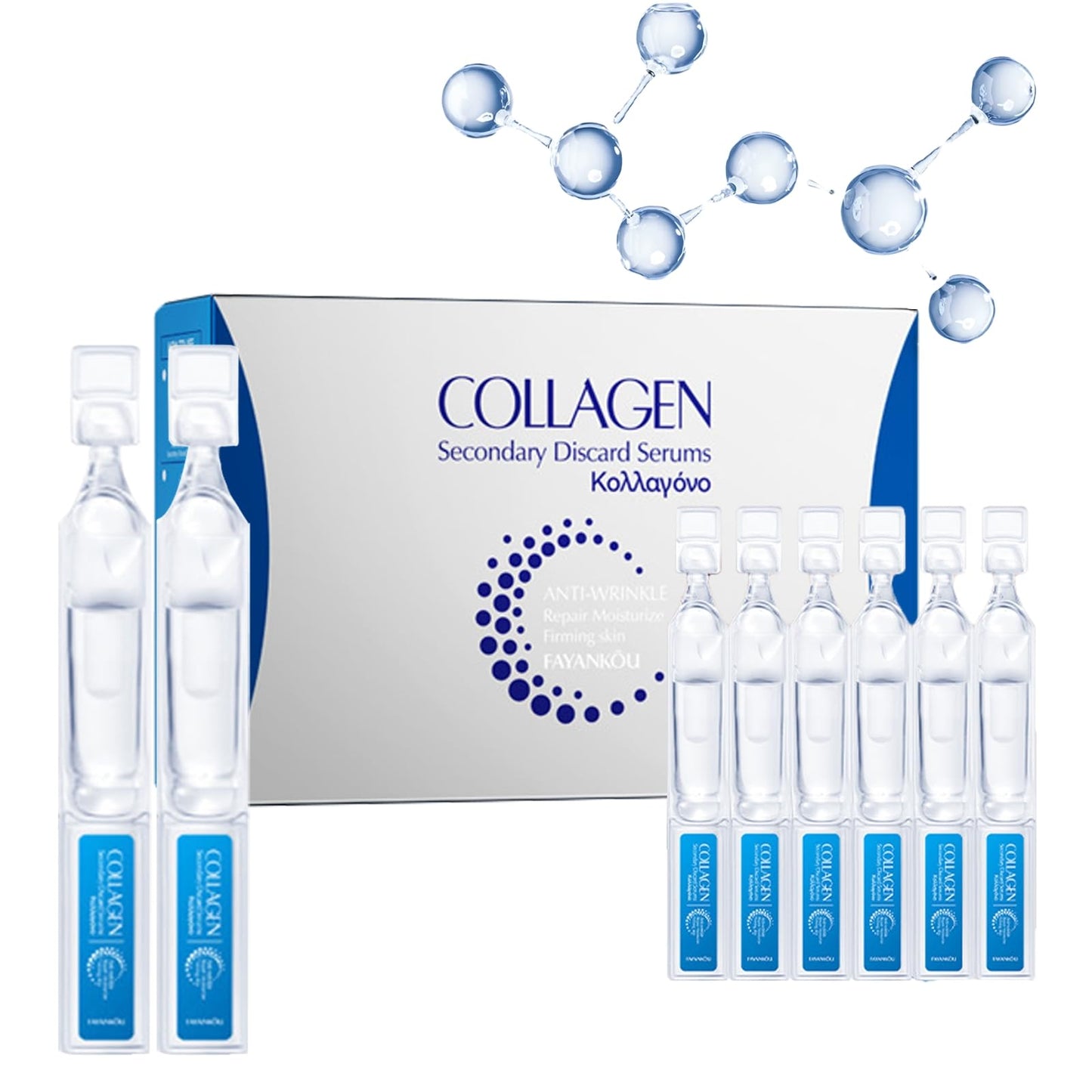 Collagen Serum for Face - Hydrating Serum with Hyaluronic Acid, Anti-Wrinkle & Firming Facial Serum, Repair Skin Barrier, Travel-Size Skincare, Single-Use Vials Skincare, 1.5ml x 30PCS